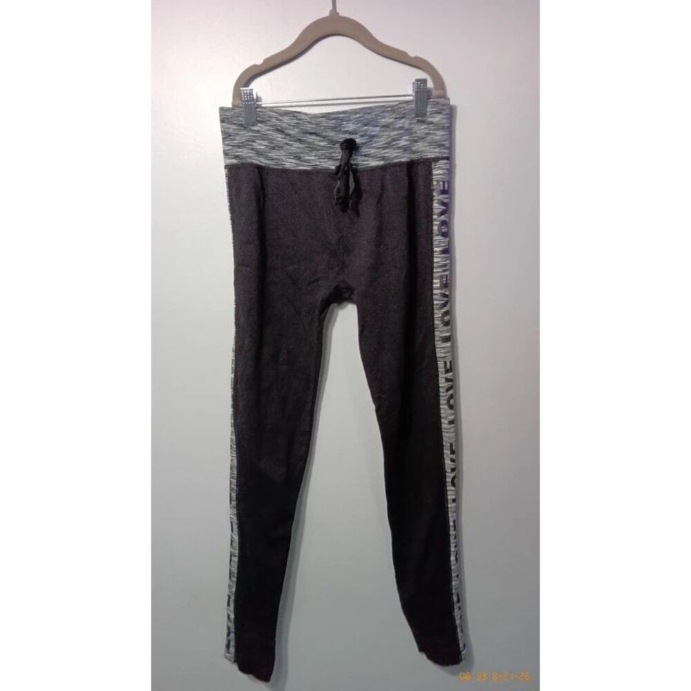 Soho Girls Black & Space-Dye LOVE Stripe Active Leggings - Size M